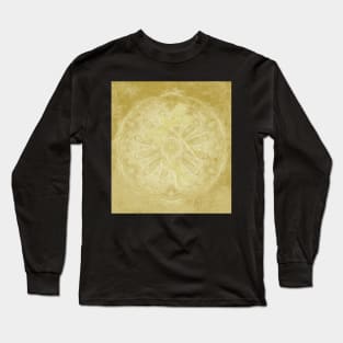 Embroidered dragonflies on gold mandala Long Sleeve T-Shirt